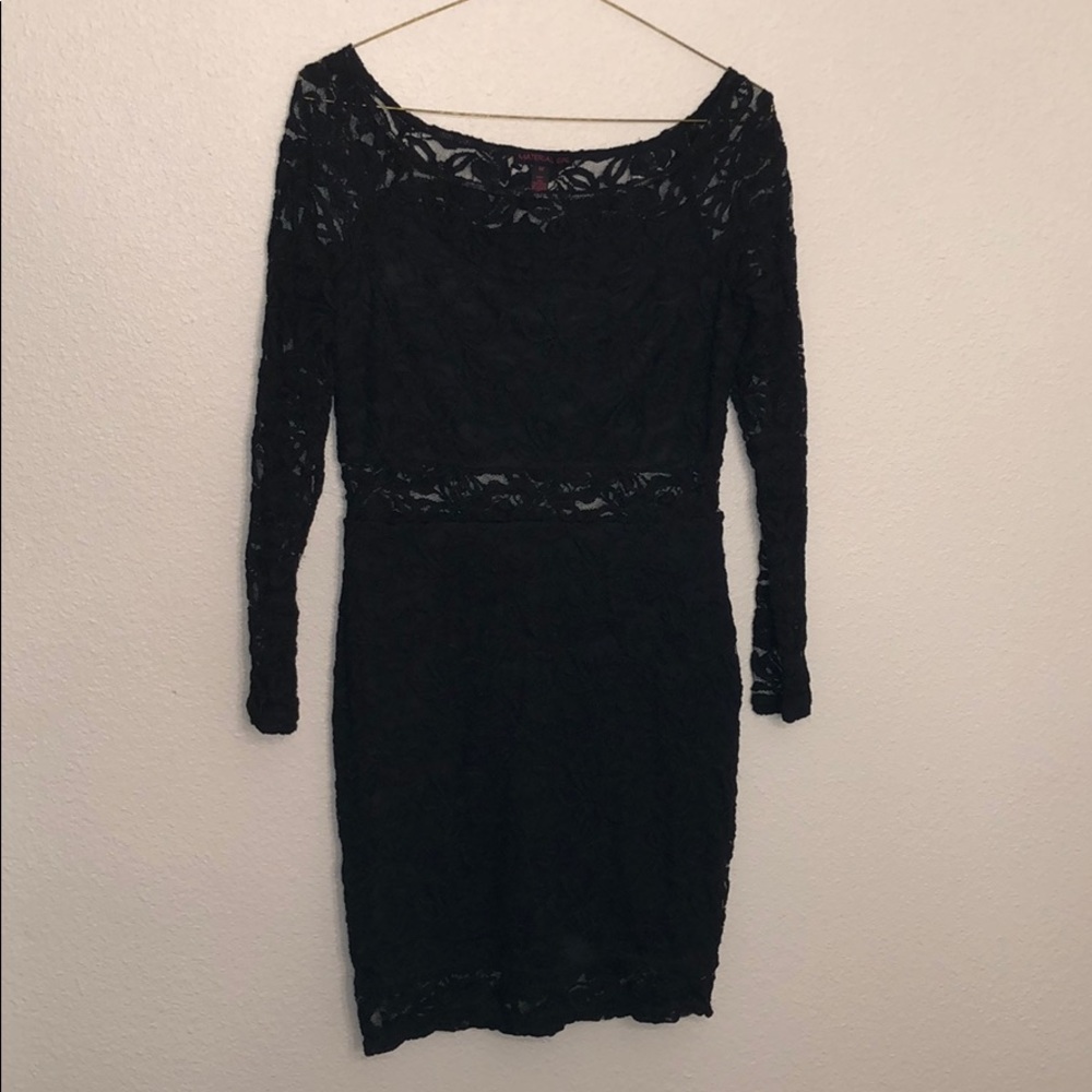 Black Material Girl Lace Mini Dress